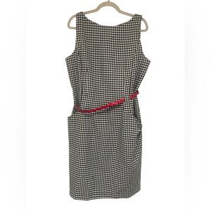 Shelby & Palmer Black and White Midi Dress with Red Belt Accent NWOT 16